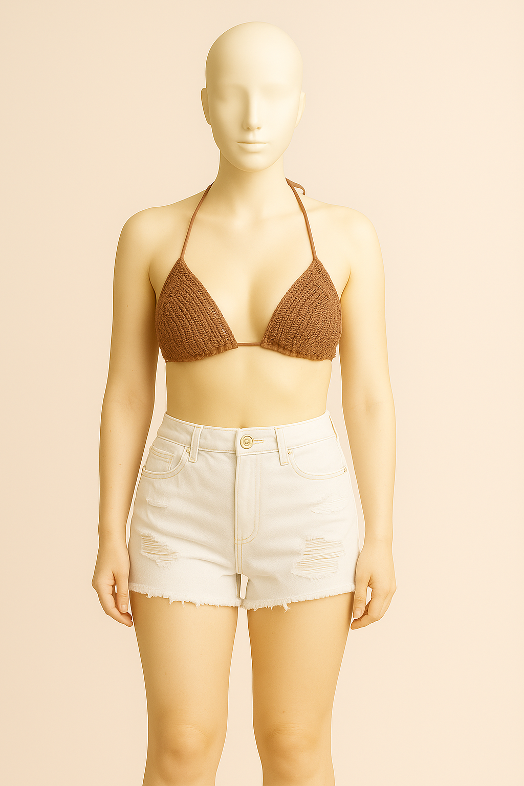 Brown Crochet Glitter Bikini Top – Adjustable