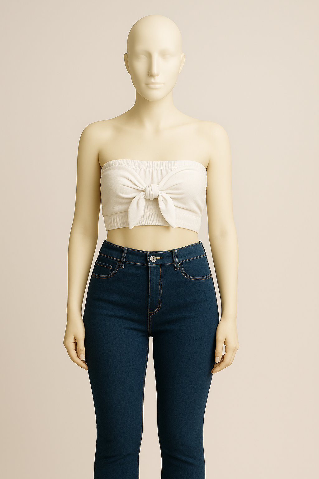 White Strapless crop top