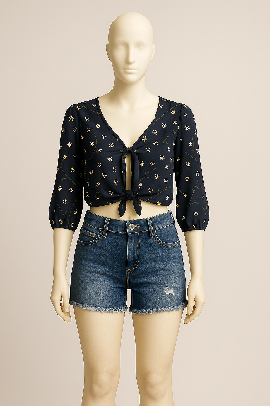 Dark Wash Hemmed Shorts