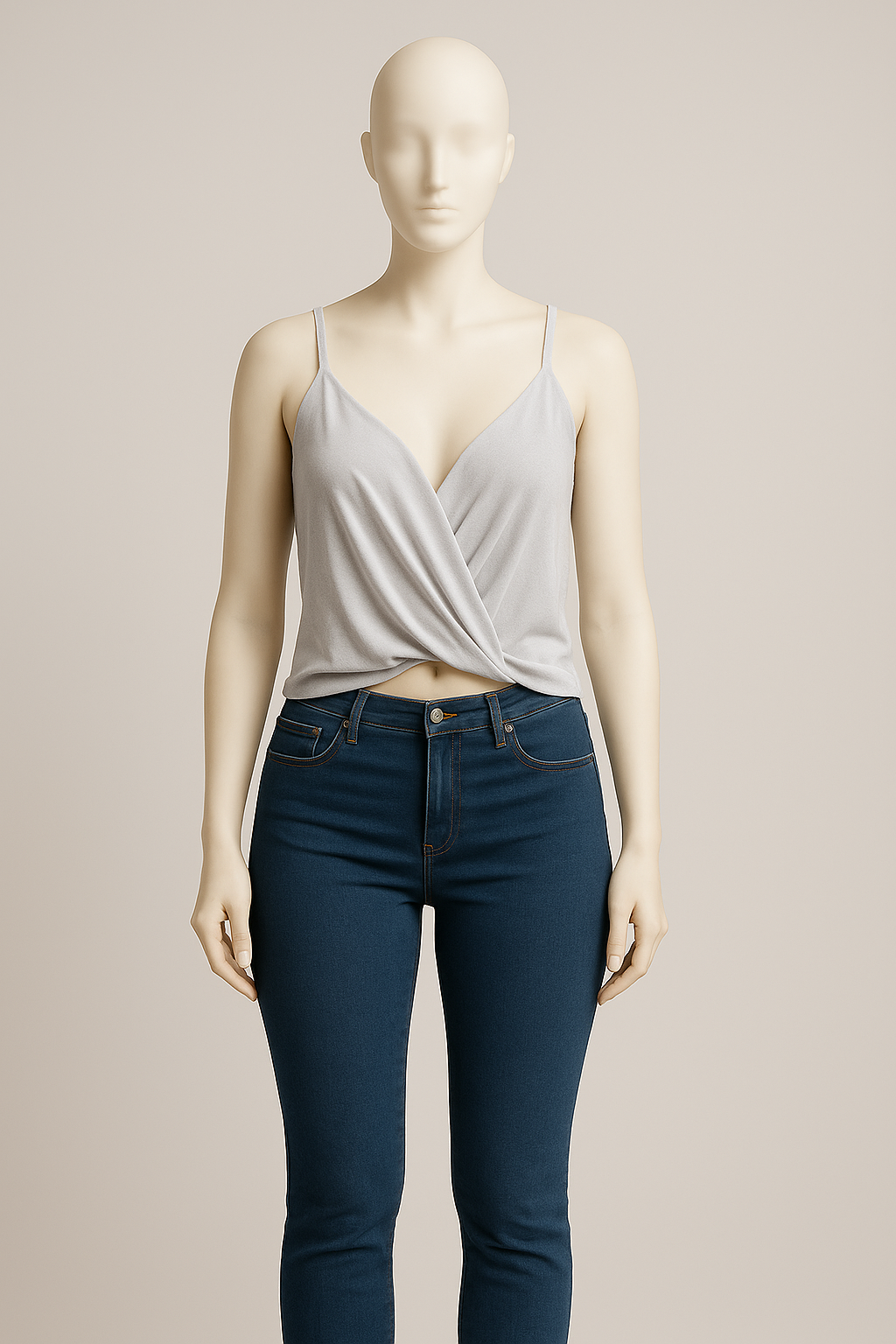 Silver Draped Satin Cami