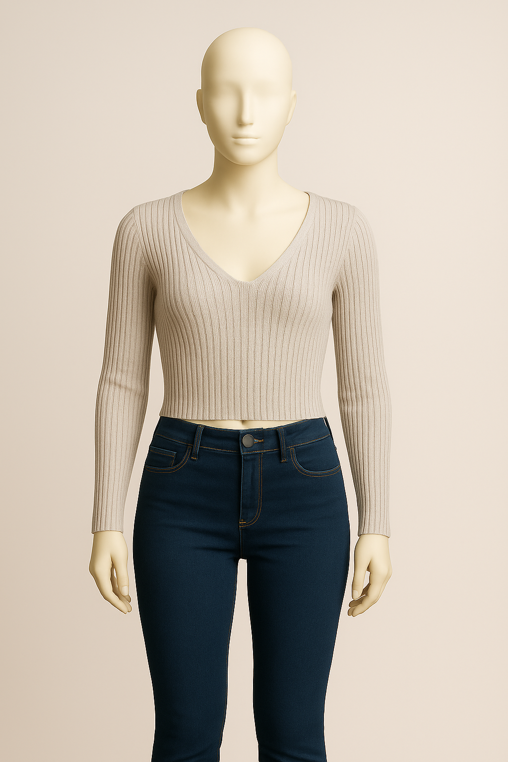 Knitted grey crop top